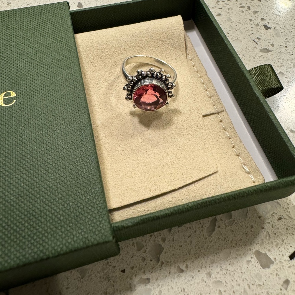 Sterling silver tourmaline gemstone ring